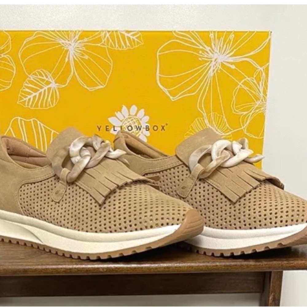 Yellow Box Women's Beige Sneakers with Fringe Size 7 New in Box